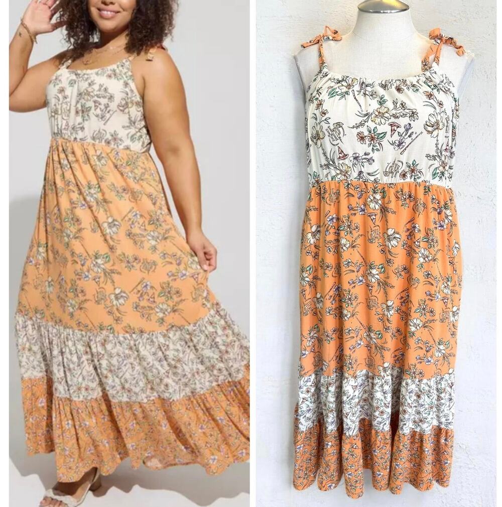 Torrid Plus Size 6 Harry Potter Tiered Floral Wand & Hat Print Maxi Sun Dress 6X